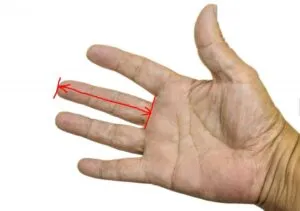 男性の手の中指でだいたい10cm